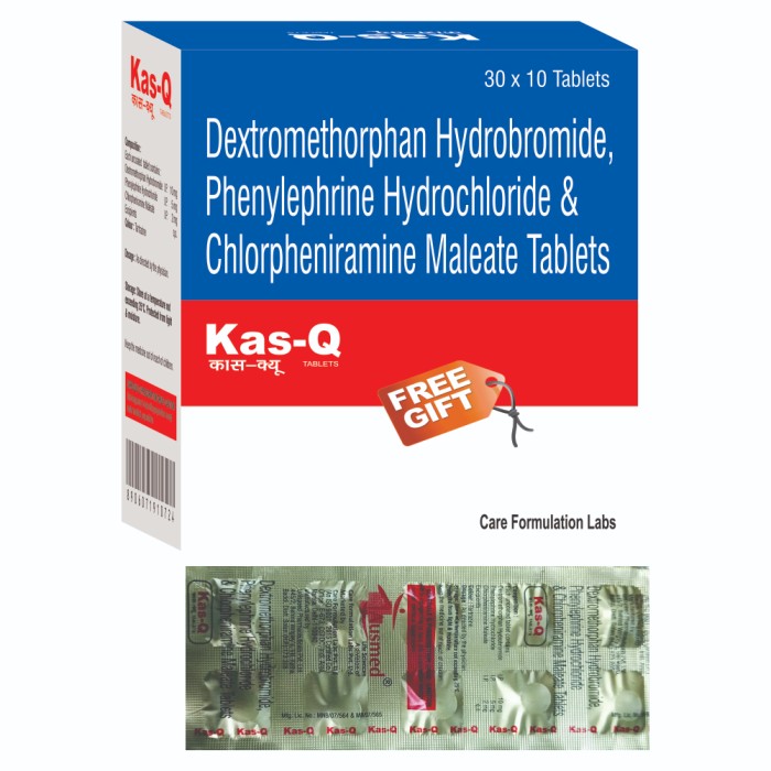 Paracetamol I.P 325 MG Bromhexine HCL IP 4mg Guiphenesin IP 50 mg Phenylepherine Hydrochloride I.P 5 Chlorpheniramine maleate IP 2mg tablet
