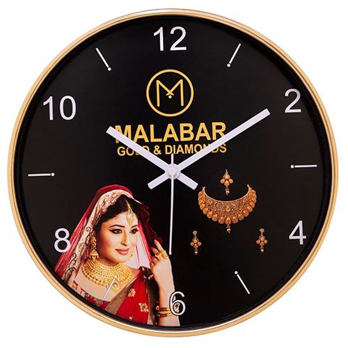 Promotional Wall Clock - Polished Surface, 310mm Round Design, Classic Black Color, Customizable for Businesses, Unisex Style