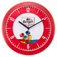 Promotional Wall Clock - Polished Surface, Different Sizes Available | Vibrant Red Color, Unisex Round Design, Warranty Included