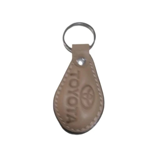 Dark Brown Leather Engraved Promotional Key Chain - Color: Multi