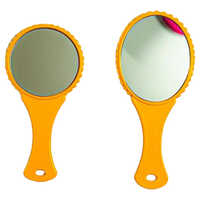 Hand Round Mirror - Glass 5mm Thick, 7 Inch Size | Yellow Color, Round Shape, Lightweight With Durable Plastic Frame
