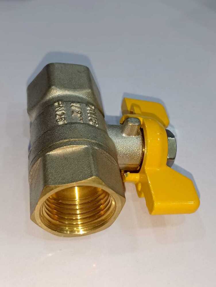 Butterfly Ball Valve 1/2 - Brass Material, 1/2 Port Size, Silver Color | Medium Pressure Application For Water And Gas, Durable Finish