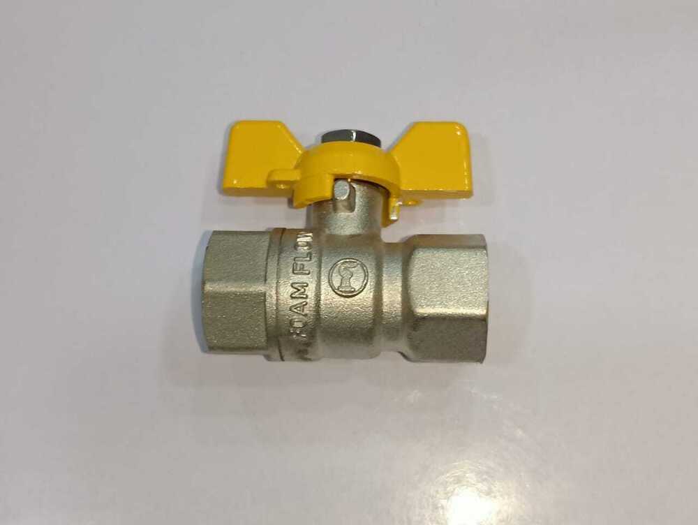 Butterfly Ball Valve 1/2 - Brass Material, 1/2 Port Size, Silver Color | Medium Pressure Application For Water And Gas, Durable Finish