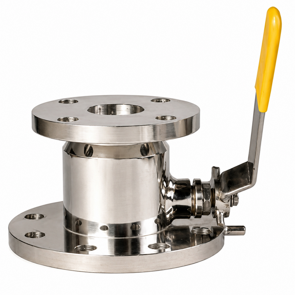 Industrial Ball Type Flush Bottom Tank Valve - Color: Silver