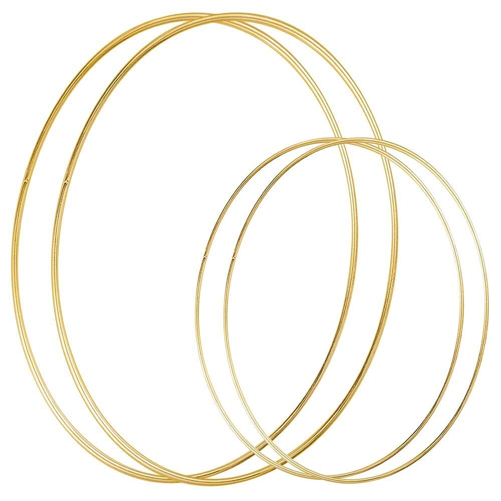 4 Pack (12 & 18 Inch) Large Metal Floral Hoop Wreath Macrame Gold Hoop Rings for Making Christmas Wreath, Wedding Wreath Decor