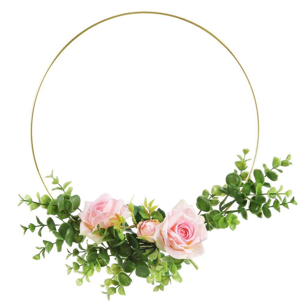 2 Pack 14 Inch Large Metal Floral Hoop Wreath Macrame Gold Hoop Rings for Making Christmas Wedding Wreath Decor