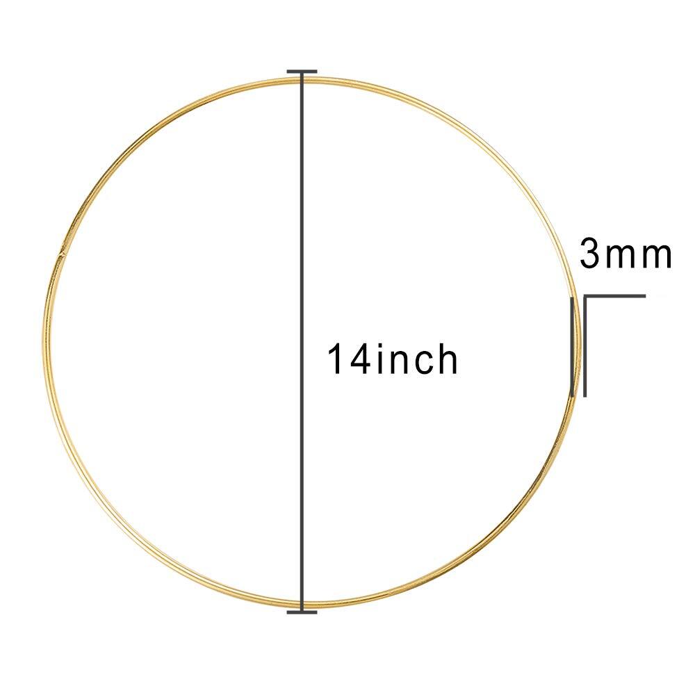 2 Pack 14 Inch Large Metal Floral Hoop Wreath Macrame Gold Hoop Rings for Making Christmas Wedding Wreath Decor