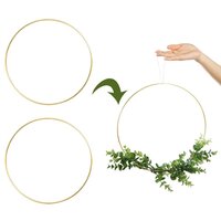 2 Pack 14 Inch Large Metal Floral Hoop Wreath Macrame Gold Hoop Rings for Making Christmas Wedding Wreath Decor