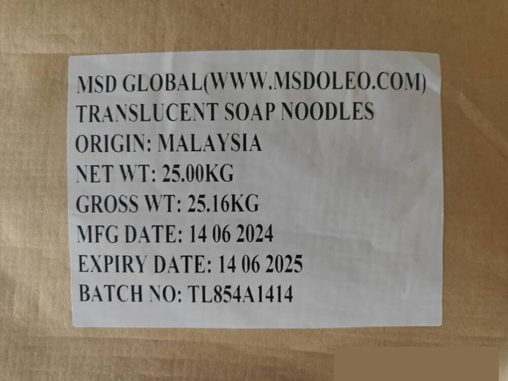 Translucent Soap Noodles - Cas No: 61789319