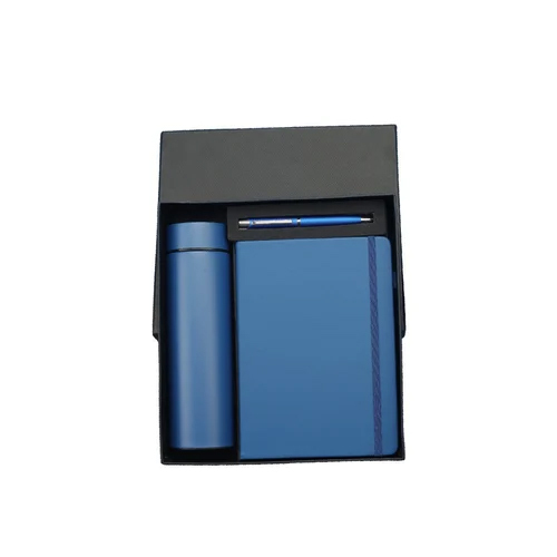 3 In 1 Gift Set - Leather, Customizable Sizes Available, Blue Color, Square Shape | Ideal for Gifting and Corporate Employee Join Kits