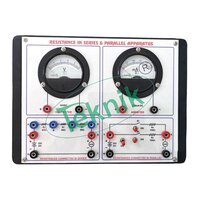 RESISTANCE IN SERIES & PARALLEL APPARATUS WITH BAKELITE PANEL & ROUND METERS