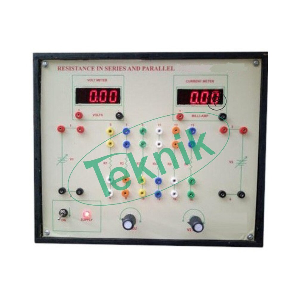 RESISTANCE IN SERIES & PARALLEL APPARATUS WITH ALUMINUM PANEL & DIGITAL PANEL METERS