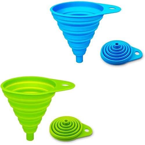 Industrial Silicone Foldable Funnel - Color: Blue And Green