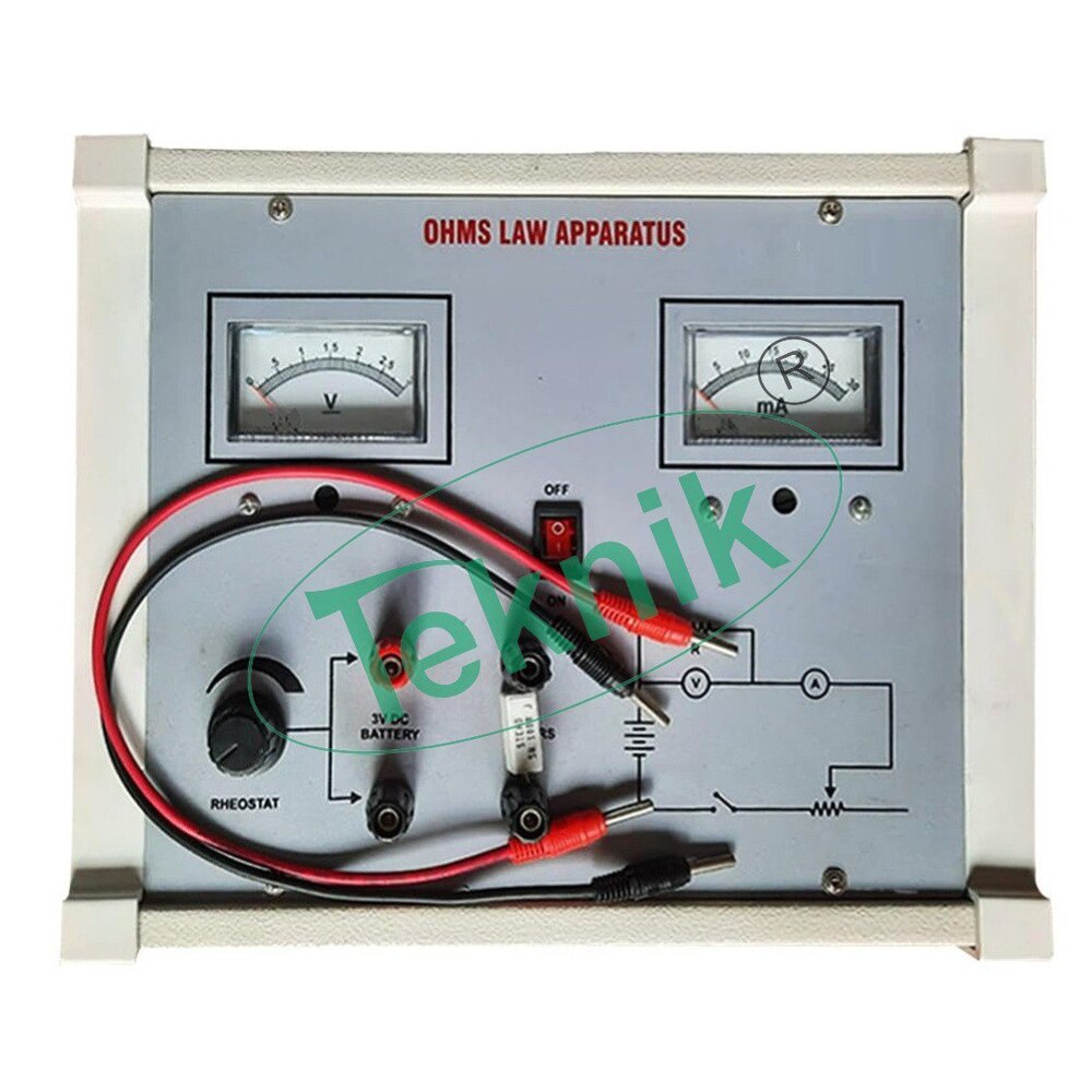 OHM S LAW APPARATUS WITH ALUMINUM PANEL, 2 SQUARE METERS & POWER SUPPLY