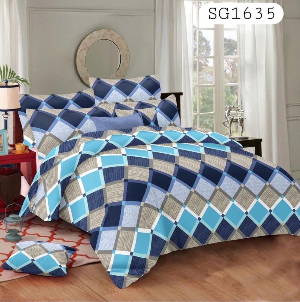 5d Double Bedsheet - 100% Cotton, Full Size | Printed Pattern, Different Colors, Washable, No Shrinkage