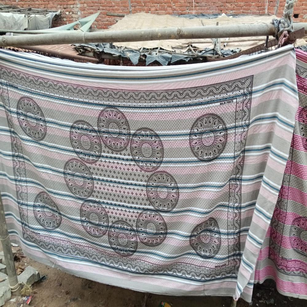 poly cotton hand printed single bed sheet