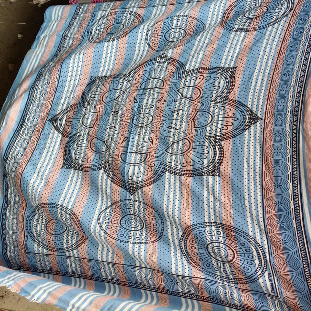 poly cotton hand printed single bed sheet