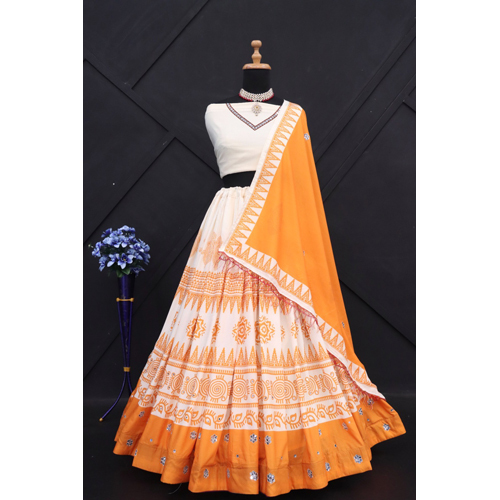 Code Vc244 Navratri Chaniya Choli - Color: Orange & White