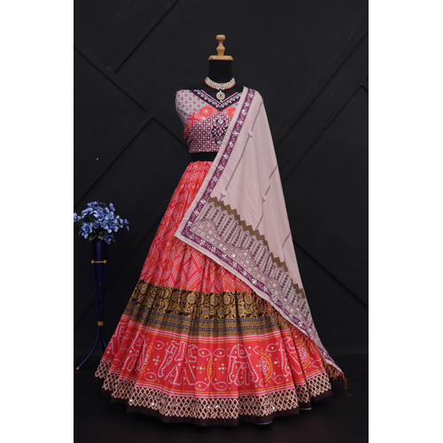 Digital Print Muslin Cotton Lehenga Choli