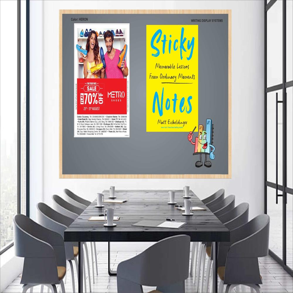 MAGNETIC GLASS WRITING BOARD HER ON WHITE WITH WOODEN FRAME