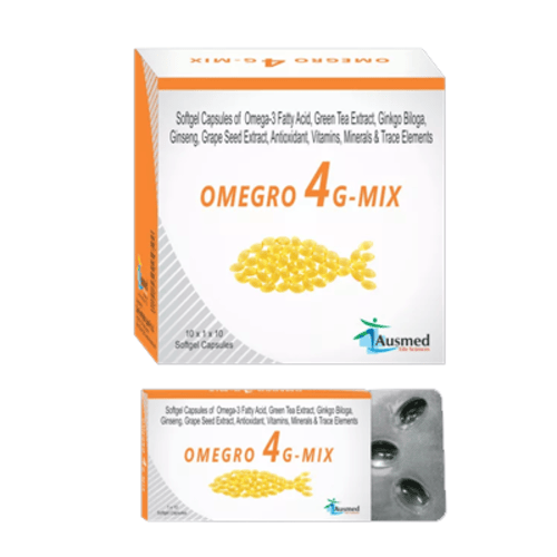 Omegro-3 Fatty Acid 150mg , Ginseng Extract 42.5mg ,Wheat Germ oil 25mg, Citrus Bioflavonoids (8mg Bioflavonoids) 20mg, Grape Seed Extract 15mg, Green Tea Extract 10mg, capsule
