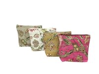 New Cotton Kantha Pouches - Cotton Fabric, Multi-color, Zip Closure | Customized Printed Design, Lightweight At 1 Kilogram