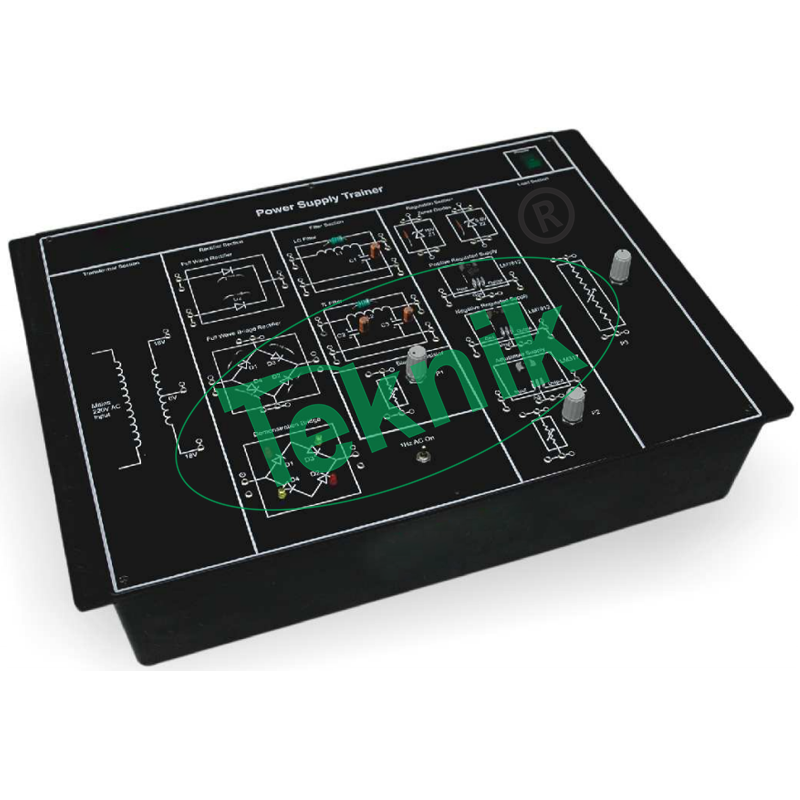 DC REGULATED POWER SUPPLY TRAINER WITH ALUMINUM PANEL & DIGITAL PANEL METERS