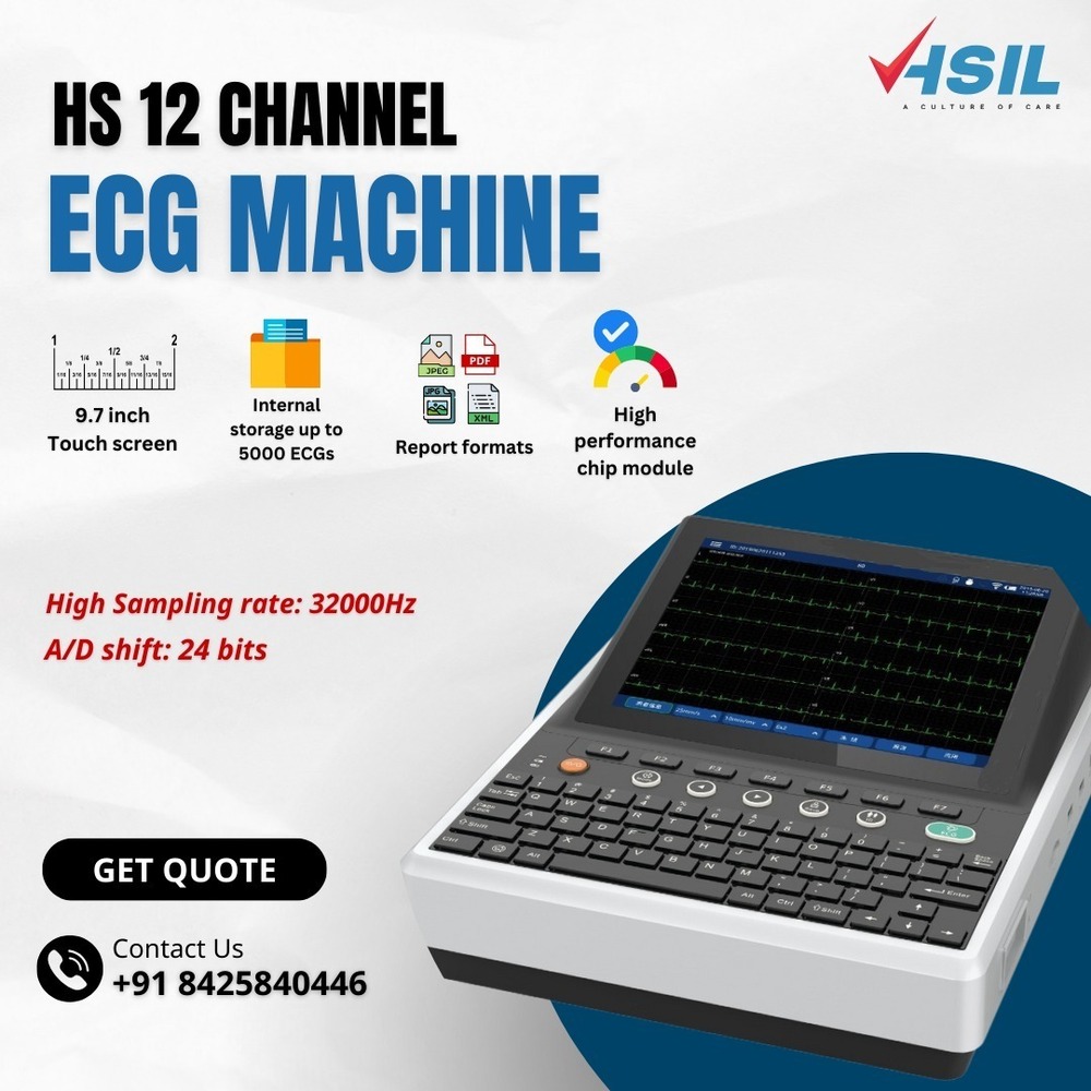 Zoncare12 Ecg Machine - Plastic, 12-channel Design, Black And White Display | Comprehensive Diagnostic Accuracy, Enhanced Visualization, Includes Essential Patient Accessories