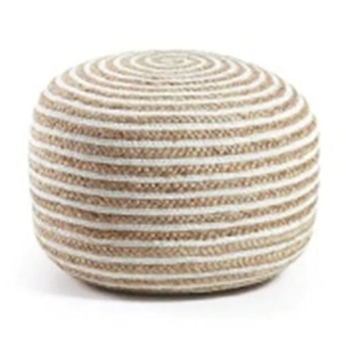 Natural Braided Hand Crafted Jute Cotton Pouf Ottoman Casual Seating for Home, Office, Bedroom