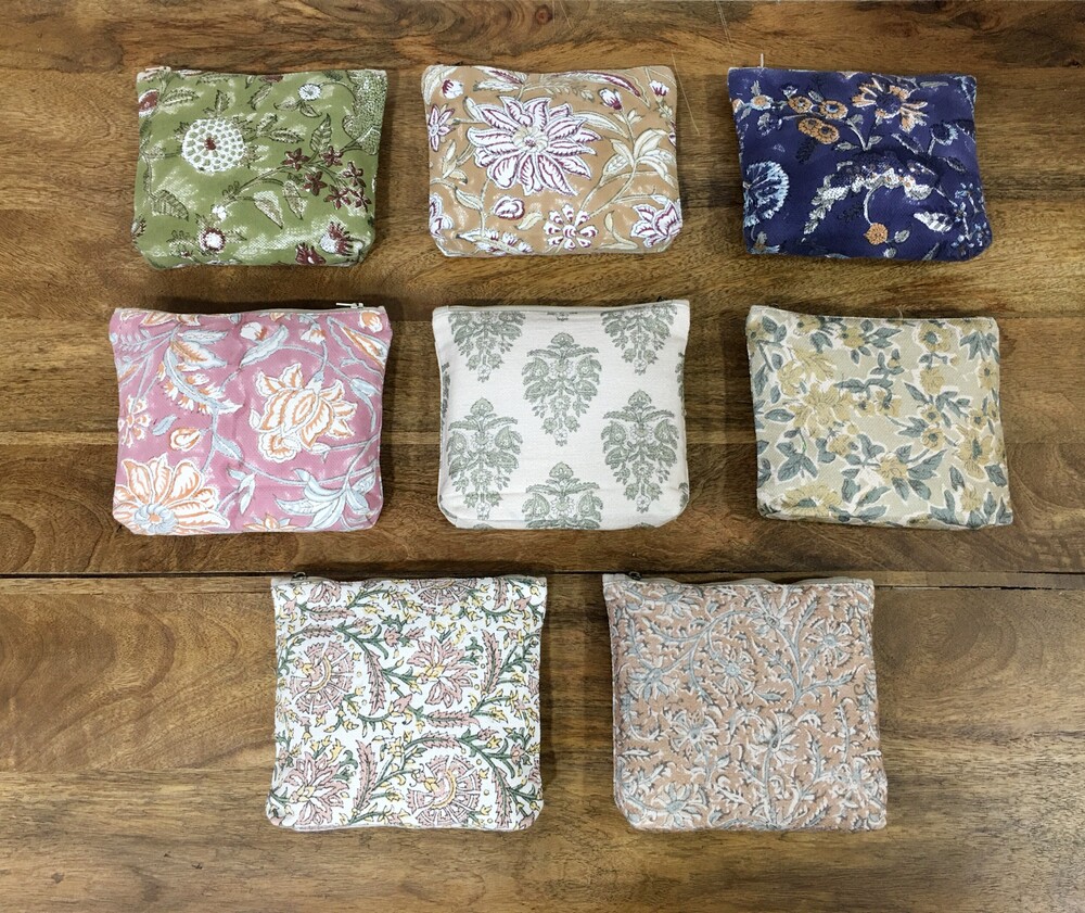 Small Printed Dari Pouches - Cotton Fabric, Multi-color, 1.5 Kg | Customized Design, Zip Closure, Compact Size