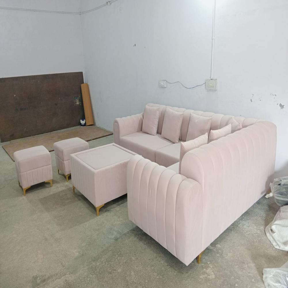 7 Seater Velvet Corner L Shape Sofa Set