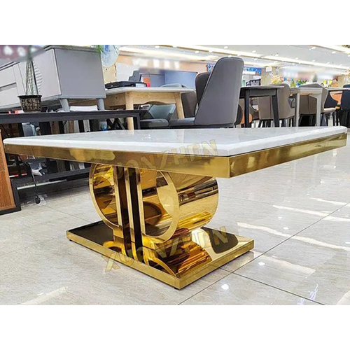 Single Legged Golden Centre Table - Dimensions: Customized Foot (Ft)