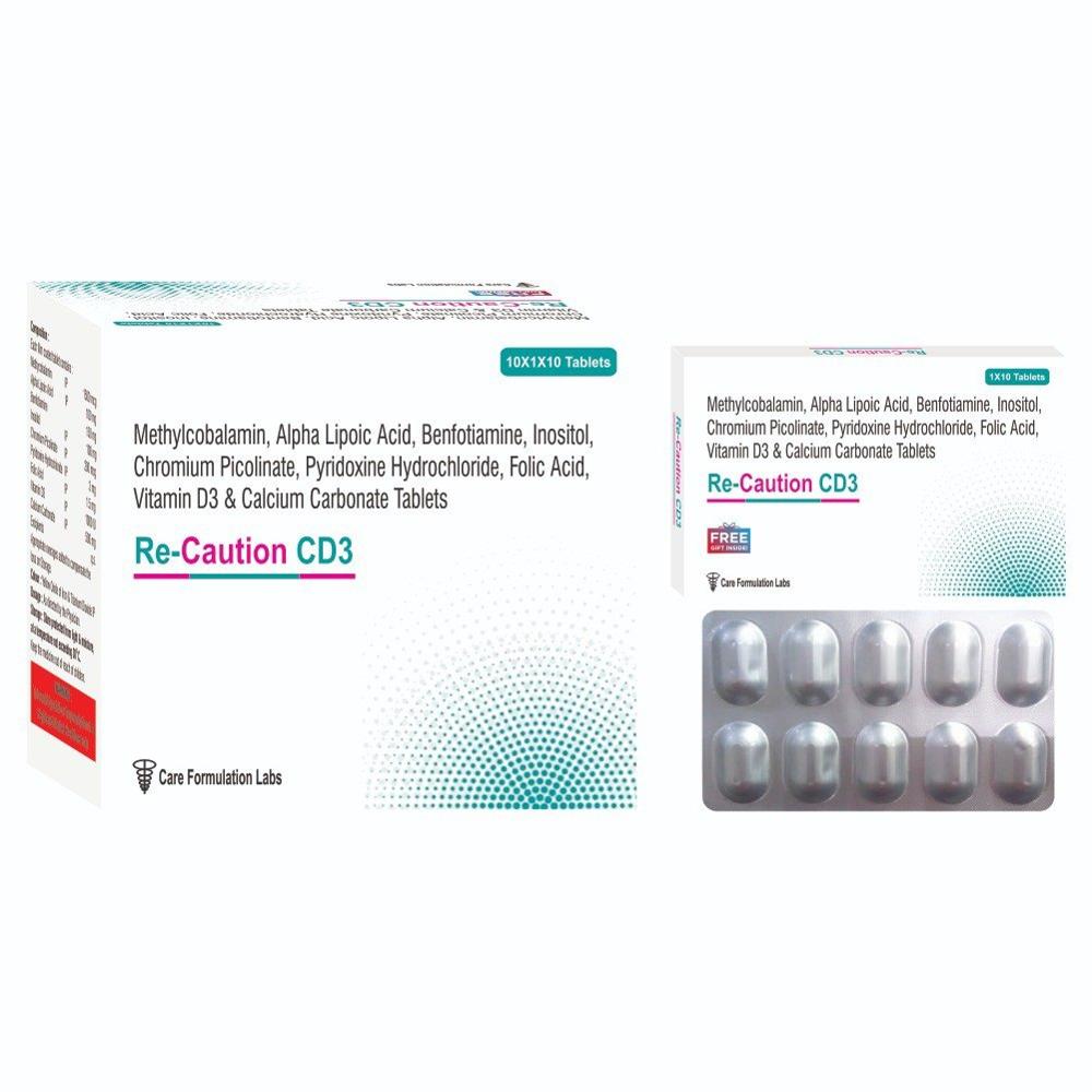 Methylcobalamin IP 1500 mcg, Alpha Lipoic acid IP 100mg , Benfotiamine 150mg, Inositol IP 100mg , Chromium Picolinate IP 200mcg, Pyridoxine HCL IP 3mg, Folic Acid IP 1.5mg, Vitamin D3 IP 1000 IU, Calcium Carbonate IP 500mg