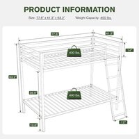 Bunk Bed Twin Over Twin Size With Ladder, Metal Bed Frame With Sturdy Guardrail, Space-Saving Design