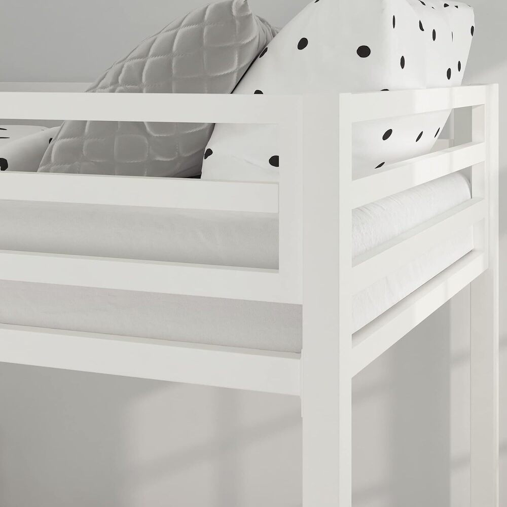 Bunk Bed Twin Over Twin Size With Ladder, Metal Bed Frame With Sturdy Guardrail, Space-Saving Design