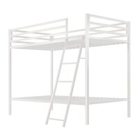 Bunk Bed Twin Over Twin Size With Ladder, Metal Bed Frame With Sturdy Guardrail, Space-Saving Design