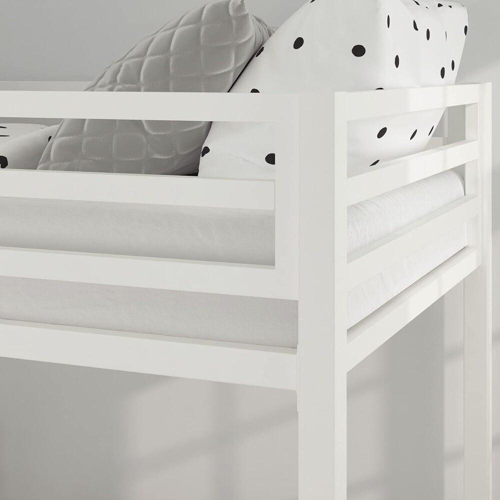 Bunk Bed Twin Over Twin Size With Ladder, Metal Bed Frame With Sturdy Guardrail, Space-saving Design