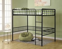 Metal Loft Bed with Ladder, Space-Saving Design, Black