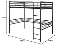 Metal Loft Bed with Ladder, Space-Saving Design, Black