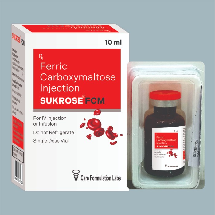 Ferric Carboxymaltose equivalent to elemental Iron 50mg. Water for injection