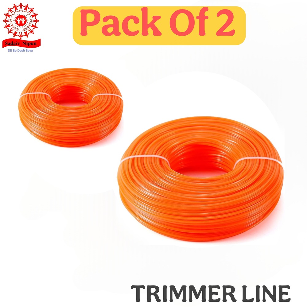 Pd-0093 Brush Cutter Trimmer Line 3mm 30ft Round Pack Of 2 - High-grade Nylon, 12x12x6 Cm, White | Universal Fit For All Grass-cutting Machines, Durable And Weather-resistant