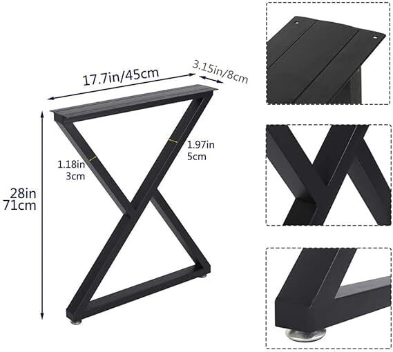 set of 2 Metal Table Legs 28 Inch Desk Legs Heavy Duty Industrial Dining Table Legs