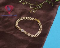 925 Sterling Silver With 18K Gold Plated Cubic Zirconia Handmade Evil Eye Fashion Charm Bracelet