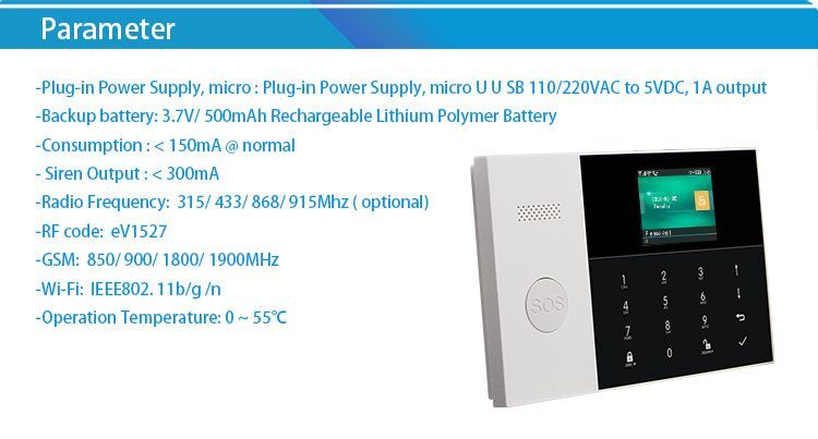 Wireless Burglar Alarm System - ABS , 20x15x9 cm , Black | Wireless Door/Window Sensors, Remote Control, Siren & Notifications, Easy Installation, Expandable System