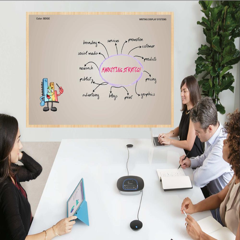 Magnetic Glass Writing Board Beige With Wooden Frame - Application: Industrial