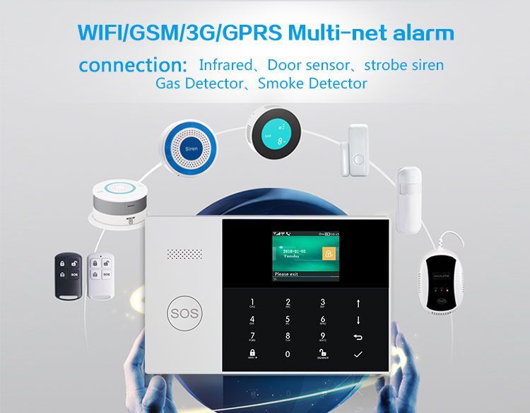 Wireless Burglar Alarm System - ABS Material, 20x15x9 cm, Black | Remote Monitoring, Easy Installation, Tamper Protection, 100-120 dB Siren, Supports Up to 30 Sensors