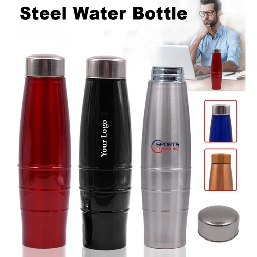 750ml Steel Water Bottle - Stainless Steel, 750ml Capacity, Round Shape | Rubber Stopper, Available in Various Colors for On-the-Go Beverages