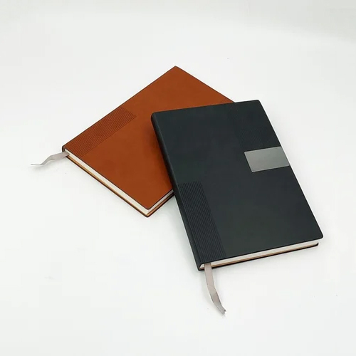 A5 Size Notebook Diary With Metal Plate - Cover Material: Leather