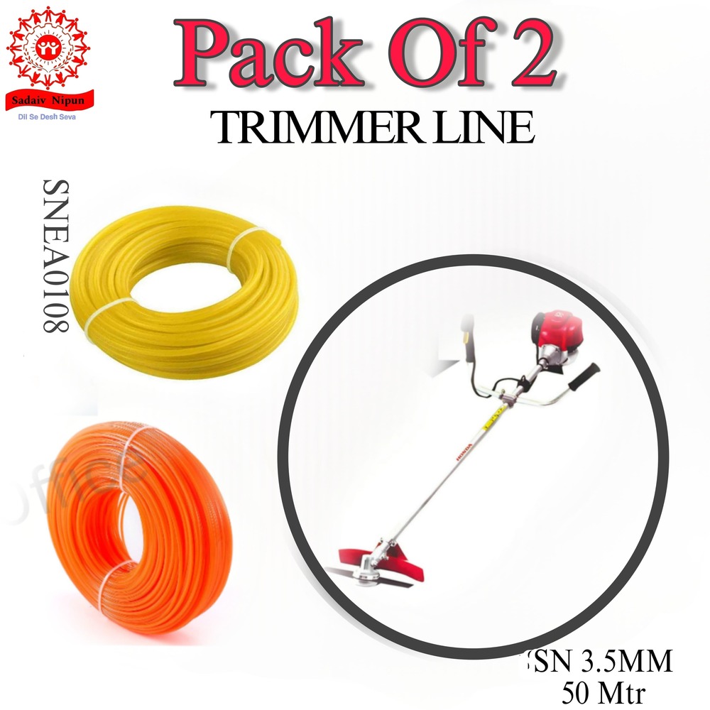 Pd-0108 "3.5mm Thick Square Trimmer Line - 110ft Long, Pack Of 2 - High-performance Replacement Line For Grass Cutting Machines"