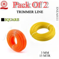 Pd-0111 "brush Cutter Trimmer Line 3mm Square, 45 Ft Long, Pack Of 2 - Premium-quality Nylon, 3mm Thickness, 90 Ft Total Length, Gear Drive Powered"